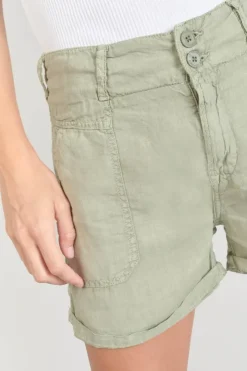 Femme Le Temps des Cerises Shorts & Jupes-Short Pagode En Lin Kaki Clair