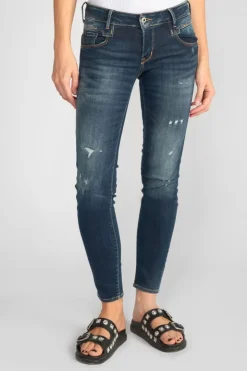 Femme Le Temps des Cerises Coupe Slim-Sib Pulp Slim 7/8Eme Jeans Destroy Vintage Bleu N°2