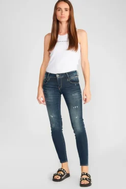 Femme Le Temps des Cerises Coupe Slim-Sib Pulp Slim 7/8Eme Jeans Destroy Vintage Bleu N°2