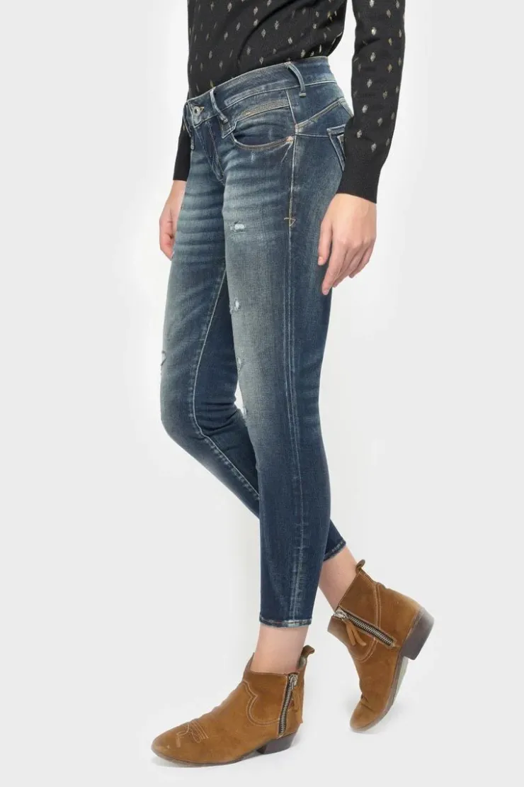 Femme Le Temps des Cerises Coupe Slim-Sib Pulp Slim 7/8Eme Jeans Destroy Vintage Bleu N°2