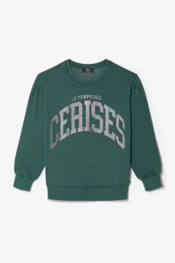 Femme Le Temps des Cerises Pulls & Sweats & Cardigans-Sweat Moa Vert Bouteille Imprime