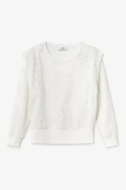 Femme Le Temps des Cerises Pulls & Sweats & Cardigans-Sweat Plume Ajoure Blanc