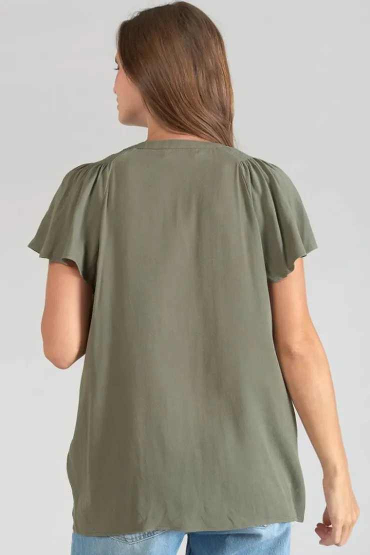 Femme Le Temps des Cerises Tops-Top Aube En Tencel Kaki