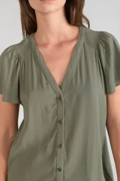 Femme Le Temps des Cerises Tops-Top Aube En Tencel Kaki