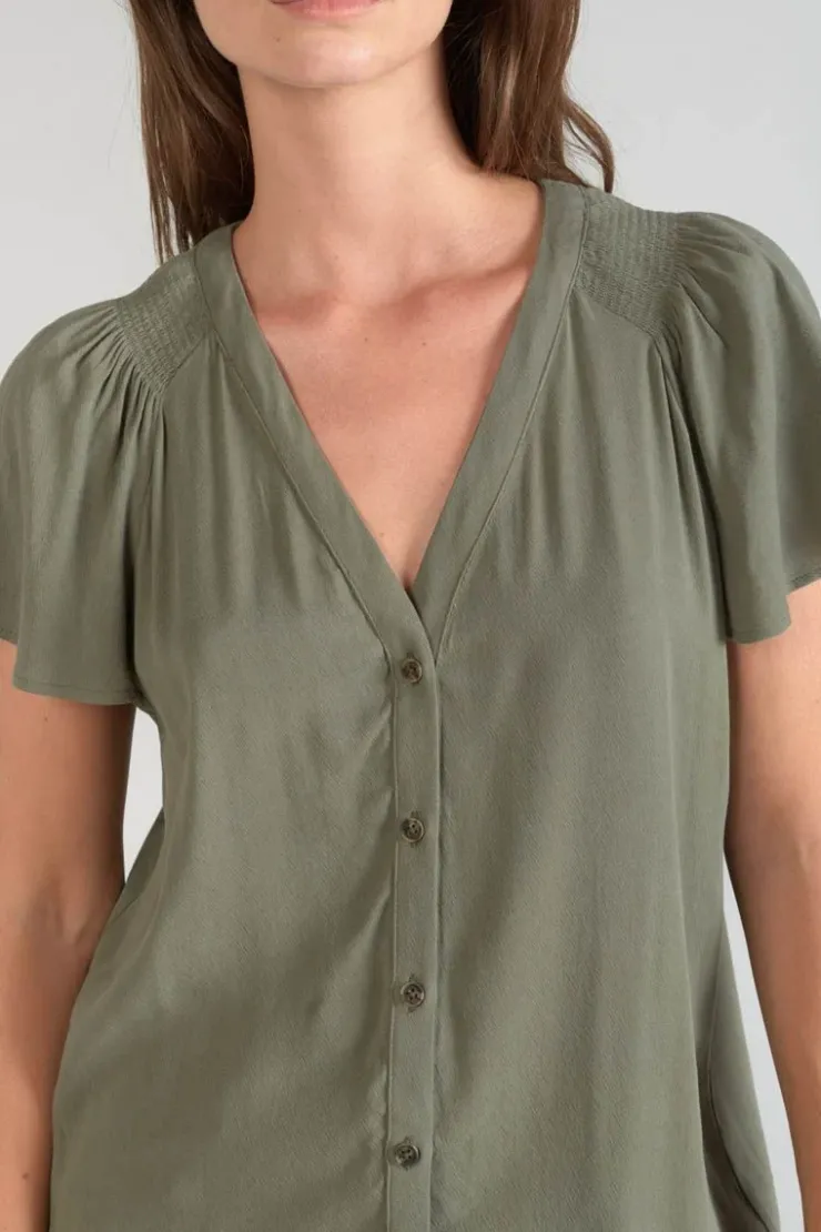 Femme Le Temps des Cerises Tops-Top Aube En Tencel Kaki