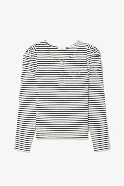 Femme Le Temps des Cerises T-Shirts & Débardeurs-Top Demi A Rayures Noires Et Blanches
