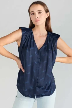 Femme Le Temps des Cerises Tops-Top Missou En Jacquard Bleu Marine