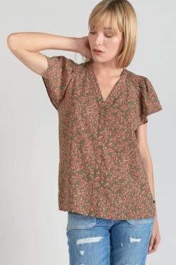 Femme Le Temps des Cerises Tops-Top Norine Kaki A Motif Fleuri