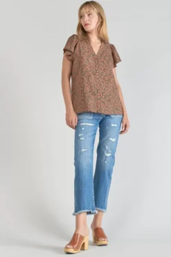 Femme Le Temps des Cerises Tops-Top Norine Kaki A Motif Fleuri