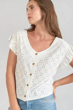 Femme Le Temps des Cerises Tops-Top Pedrina Ajoure Blanc