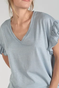 Femme Le Temps des Cerises T-Shirts & Débardeurs-Top Ryls Bleu Ciel Irise