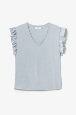 Femme Le Temps des Cerises T-Shirts & Débardeurs-Top Ryls Bleu Ciel Irise