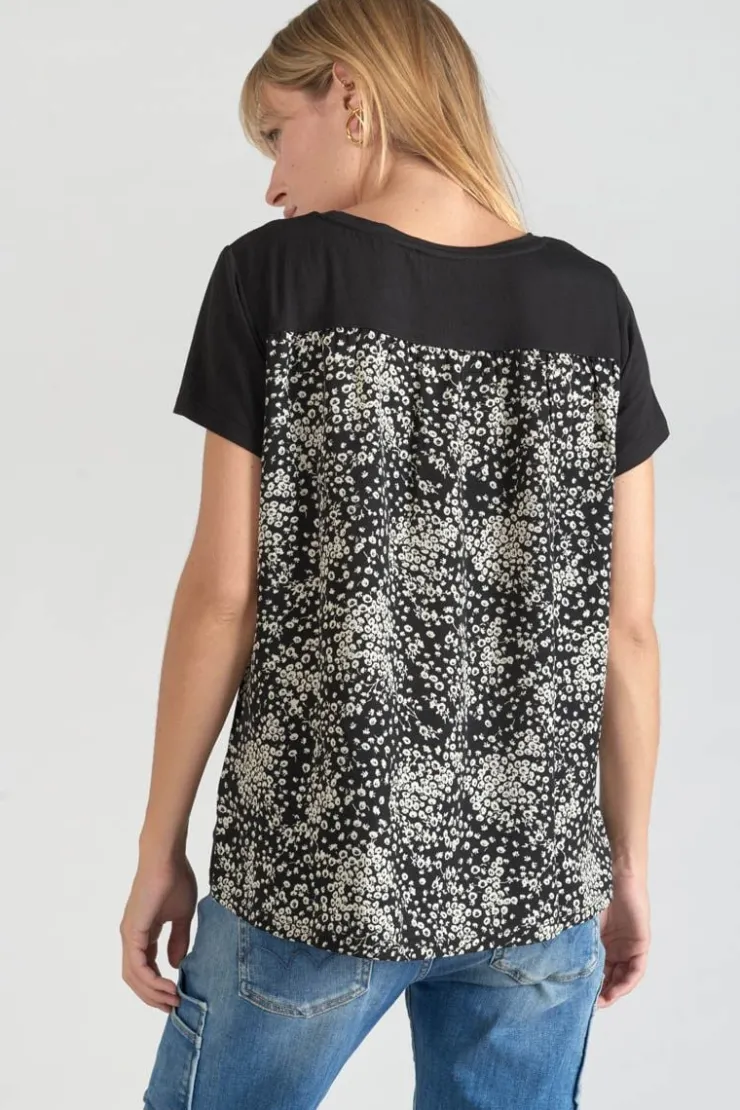 Femme Le Temps des Cerises T-Shirts & Débardeurs-T-Shirt Bi-Matiere Domi Noir Imprime