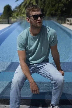 Homme Le Temps des Cerises T-Shirts & Polos-T-Shirt Brown Vert D'Eau