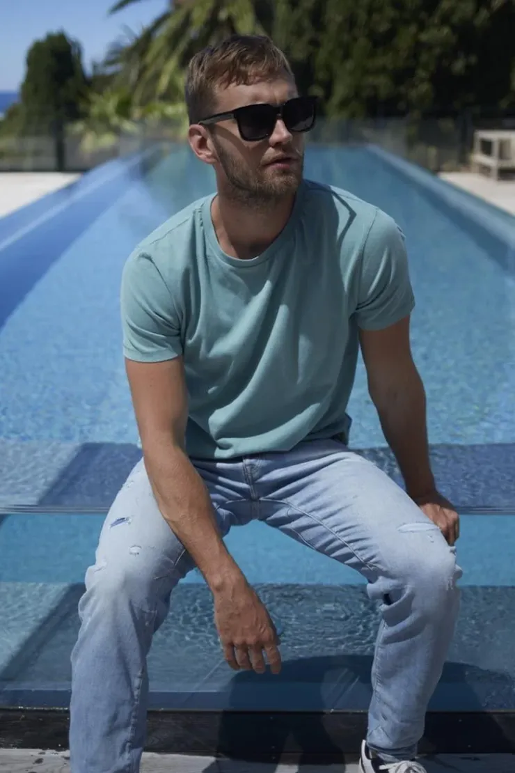 Homme Le Temps des Cerises T-Shirts & Polos-T-Shirt Brown Vert D'Eau