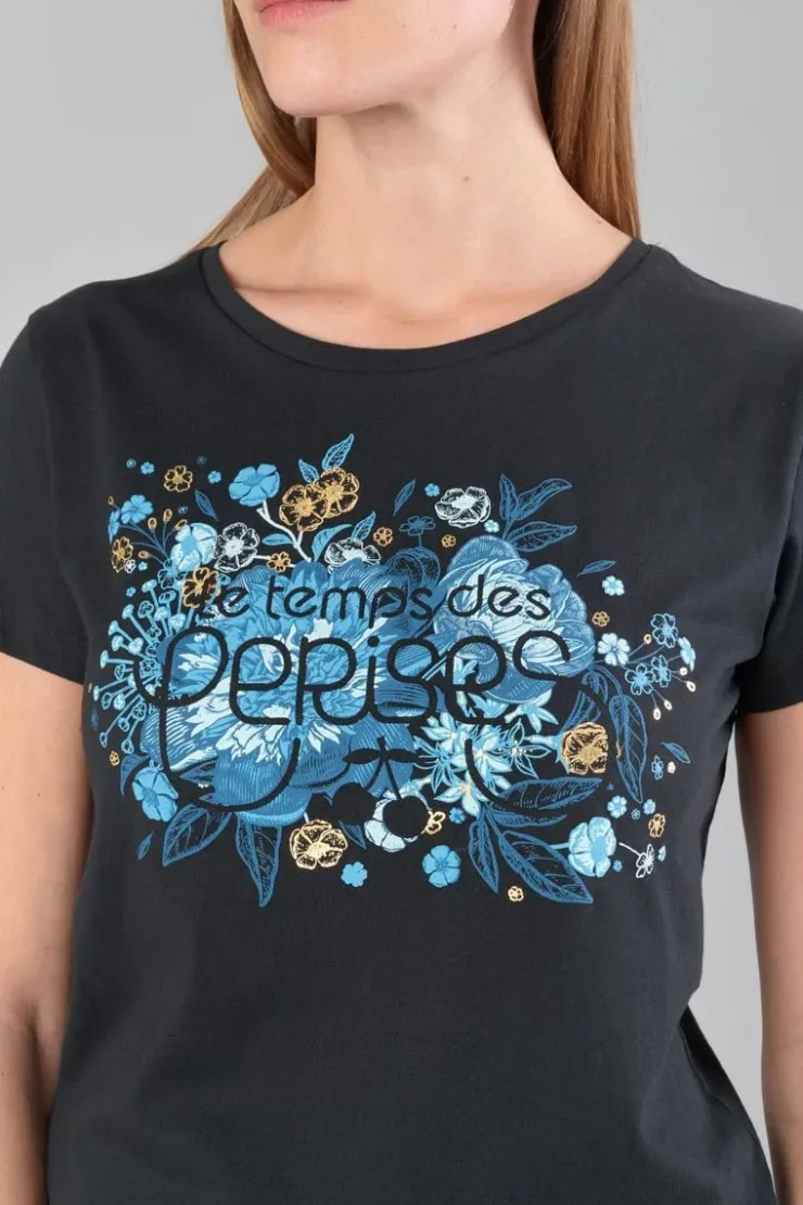 Femme Le Temps des Cerises T-Shirts & Débardeurs-T-Shirt Gracy Noir Imprime