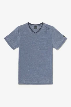 Homme Le Temps des Cerises T-Shirts & Polos-T-Shirt Mavoc Bleu Chine Delave