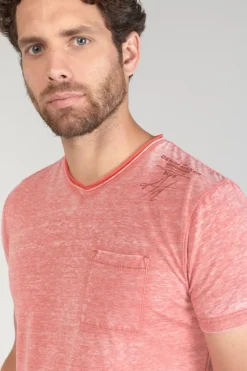 Homme Le Temps des Cerises T-Shirts & Polos-T-Shirt Mavoc Rouge Chine Delave