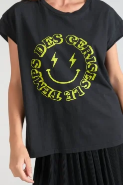 Femme Le Temps des Cerises T-Shirts & Débardeurs-T-Shirt Miya Noir Imprime