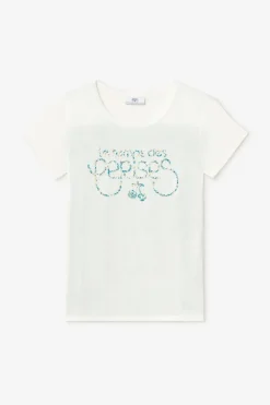 Femme Le Temps des Cerises T-Shirts & Débardeurs-T-Shirt Romi Bi-Matiere Imprime Vert