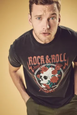 Homme Le Temps des Cerises T-Shirts & Polos-T-Shirt Stipe Gris Delave Imprime