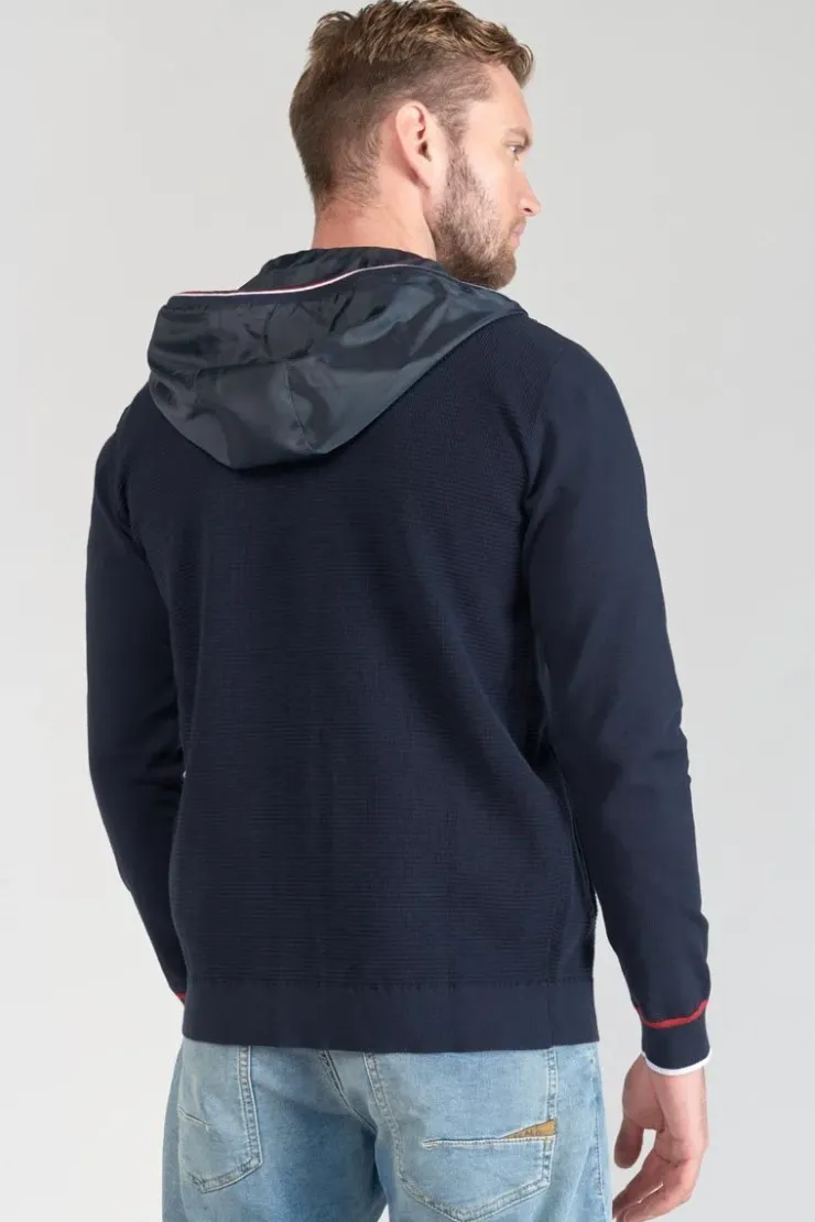 Homme Le Temps des Cerises Pulls & Cardigans-Veste Bi-Matiere Mistre Bleu Marine