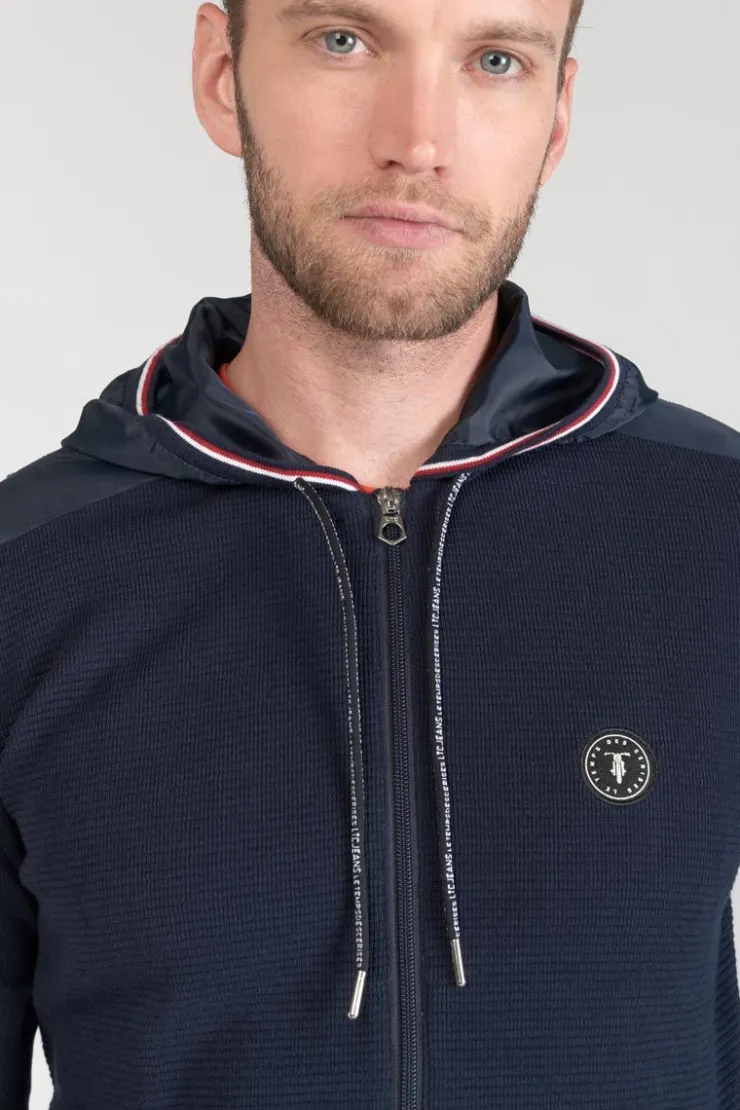 Homme Le Temps des Cerises Pulls & Cardigans-Veste Bi-Matiere Mistre Bleu Marine