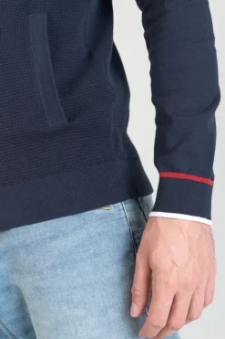 Homme Le Temps des Cerises Pulls & Cardigans-Veste Bi-Matiere Mistre Bleu Marine
