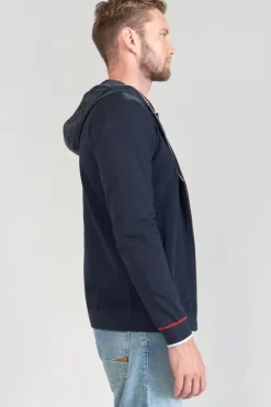 Homme Le Temps des Cerises Pulls & Cardigans-Veste Bi-Matiere Mistre Bleu Marine