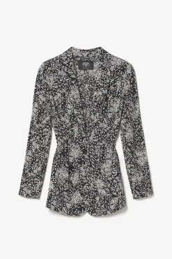 Femme Le Temps des Cerises Vestes & Blousons-Veste Blazer Urielle A Motif Fleuri Noir Et Blanc
