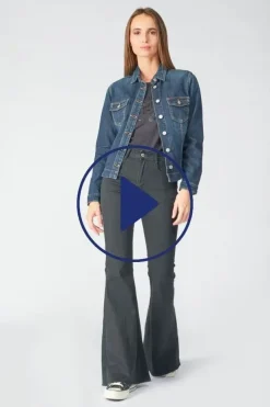 Femme Le Temps des Cerises Chemises Et Vestes-Veste En Jeans Lilly Bleu Fonce