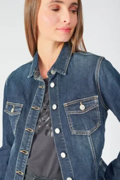 Femme Le Temps des Cerises Chemises Et Vestes-Veste En Jeans Lilly Bleu Fonce