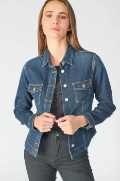 Femme Le Temps des Cerises Chemises Et Vestes-Veste En Jeans Lilly Bleu Fonce