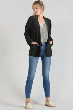 Femme Le Temps des Cerises Vestes & Blousons-Veste Kimono Sobrado Noir Brillant