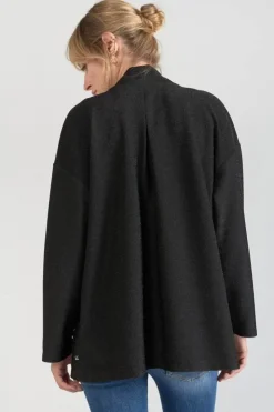 Femme Le Temps des Cerises Vestes & Blousons-Veste Kimono Sobrado Noir Brillant