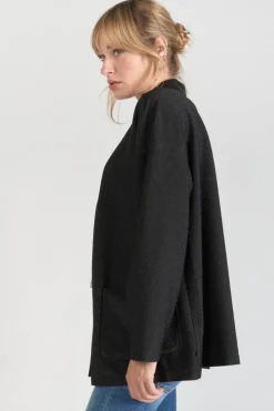 Femme Le Temps des Cerises Vestes & Blousons-Veste Kimono Sobrado Noir Brillant
