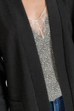 Femme Le Temps des Cerises Vestes & Blousons-Veste Kimono Sobrado Noir Brillant