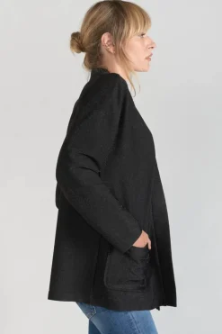 Femme Le Temps des Cerises Vestes & Blousons-Veste Kimono Sobrado Noir Brillant