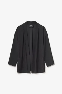 Femme Le Temps des Cerises Vestes & Blousons-Veste Kimono Sobrado Noir Brillant