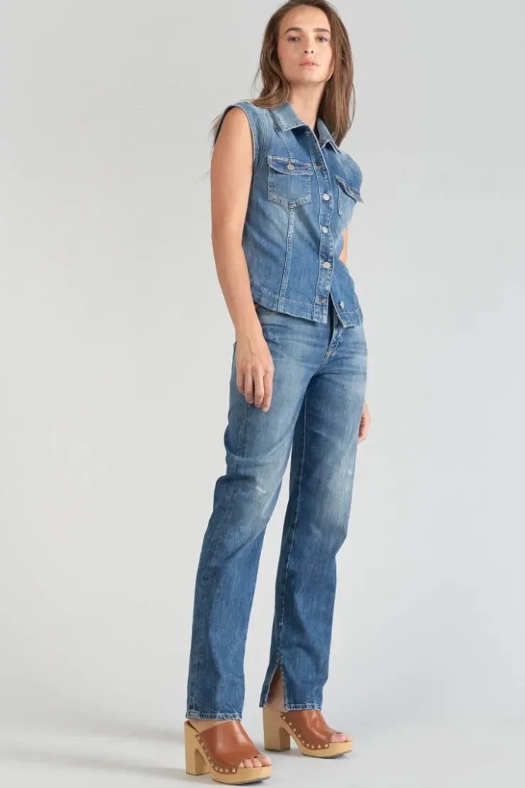Femme Le Temps des Cerises Chemises Et Vestes-Veste Sans Manches Galinat En Jeans Bleu