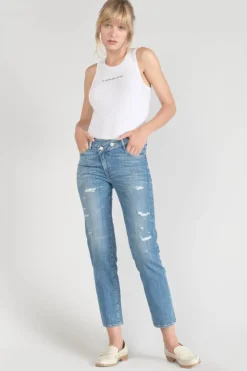 Femme Le Temps des Cerises Coupe Regular-Zep Pulp Regular Taille Haute 7/8Eme Jeans Destroy Bleu N°4